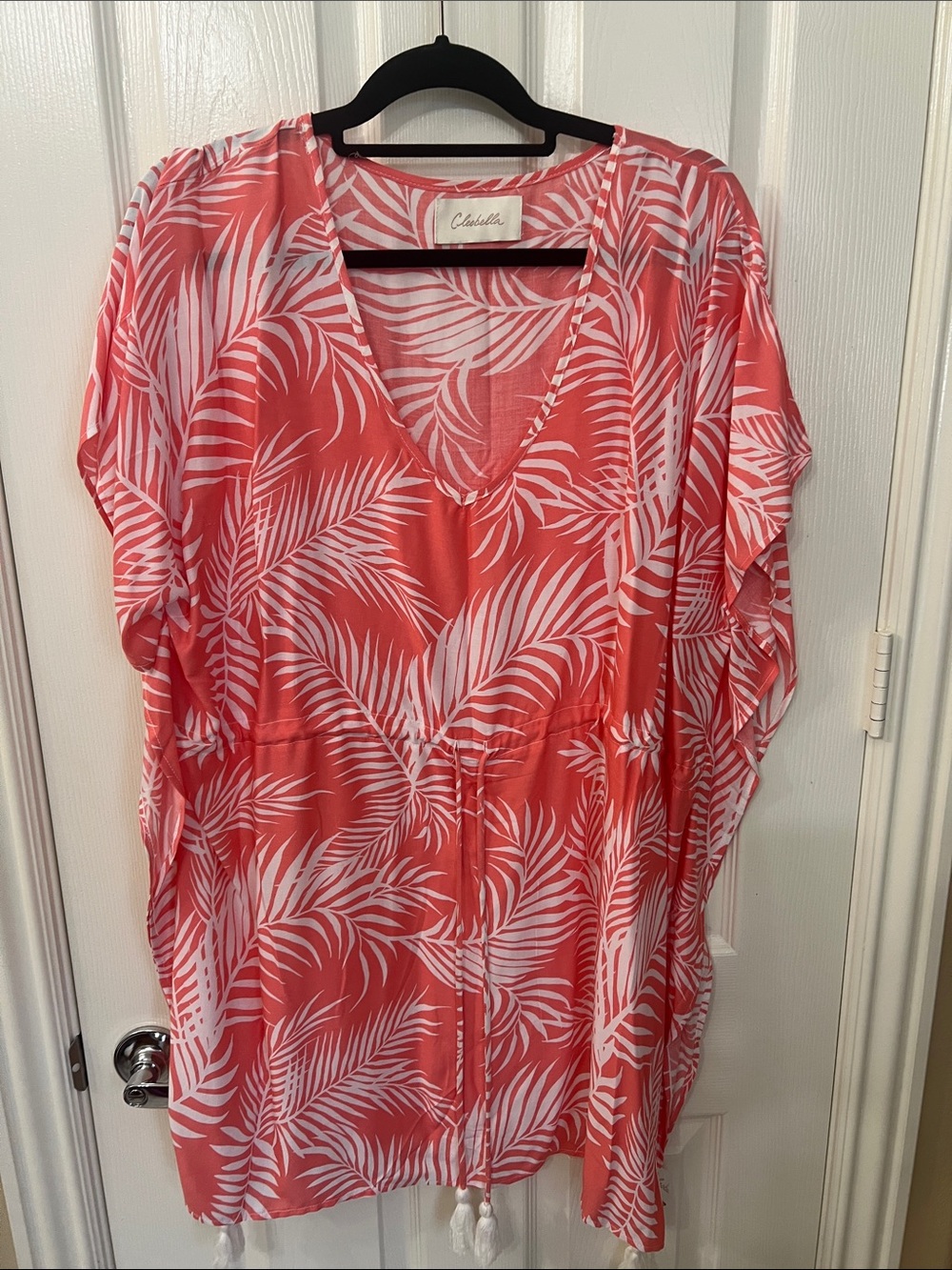 Palm-Print V-Neck Swim Coverup NWOT
